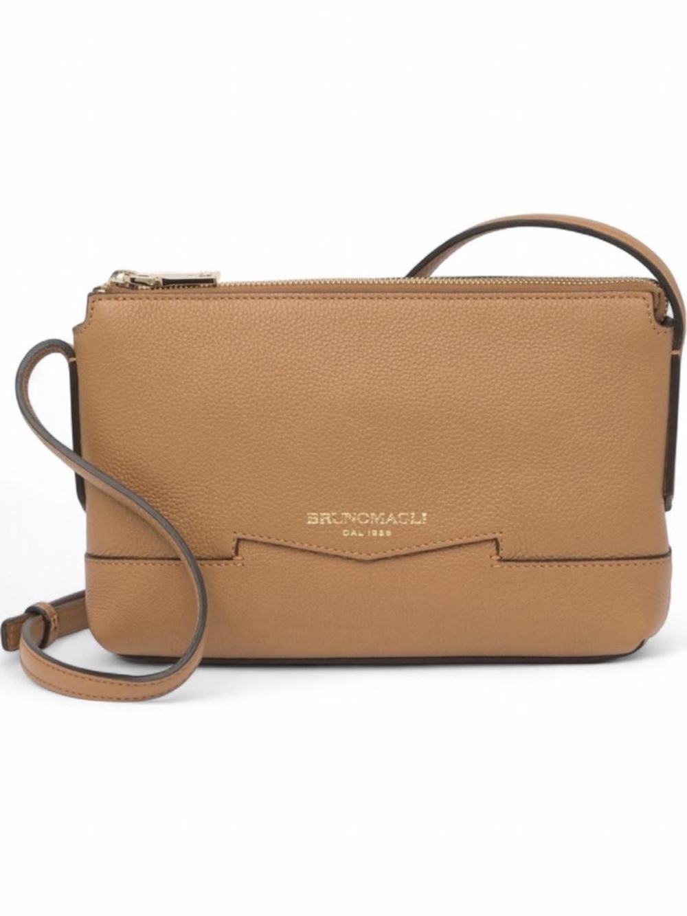 Bruno Magli Pebbled Leather Crossbody Bag Latte Tan